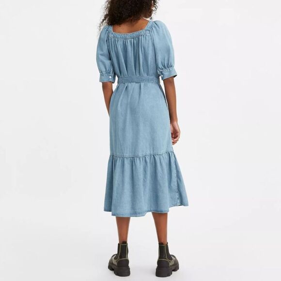 NWT Levi's Women's Midi Denim Shirt Dress Mika Balloon Short Sleeves - Picture 3 of 16